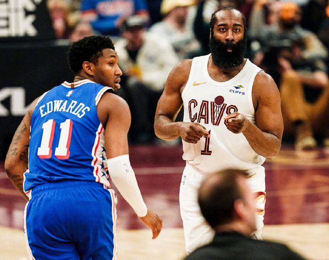 哈登29000分里程碑助力骑士大胜76人